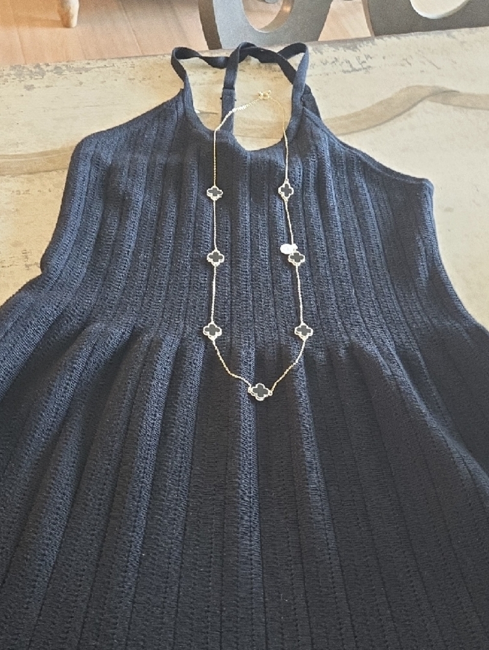 Ribbed Knit Black Dress wirh Adjustable Straps NWOT